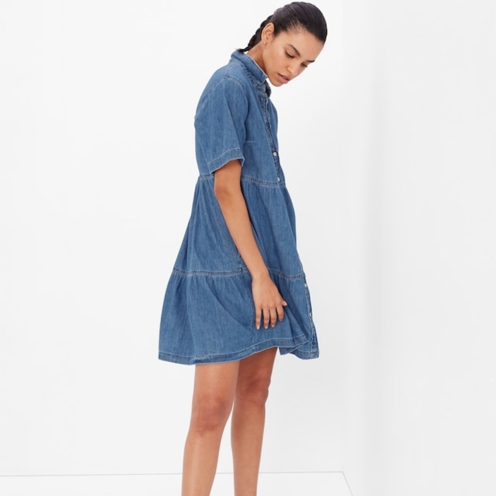 Gap Denim Tiered Mini Dress with Washwell - XS Regular